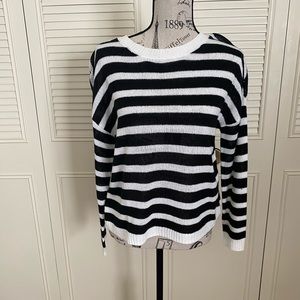 SO striped black & white long sleeve pullover sweater